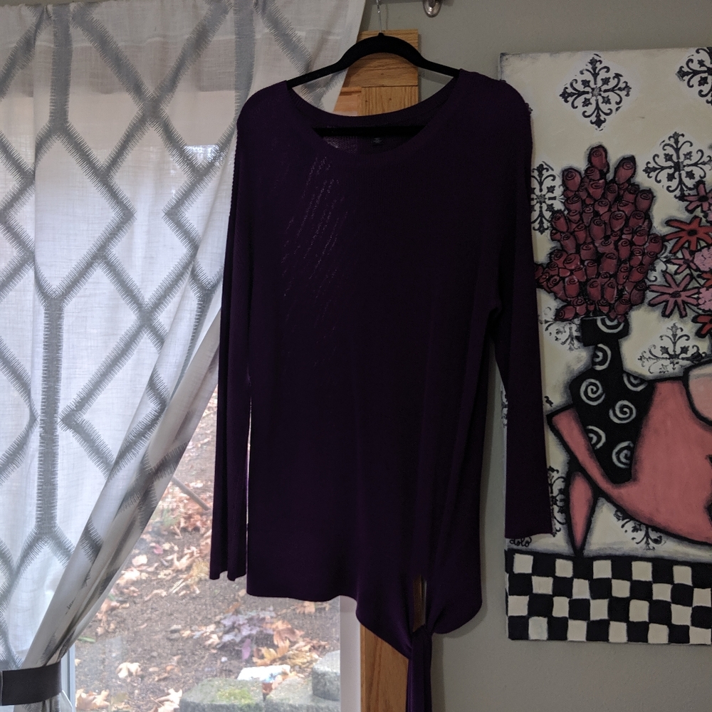 Halogen tie front purple sweater